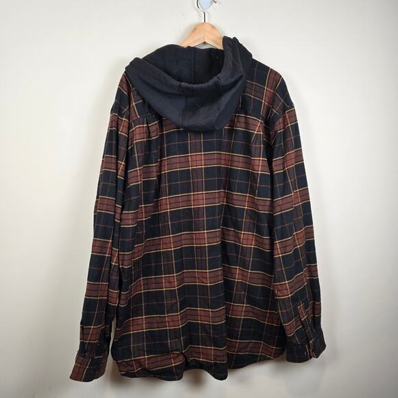 Carhartt Men Sz 2XL Relaxed Fit Flannel Fleece Lined Hooded Shirt Jacket Shacket - Picture 3 of 3